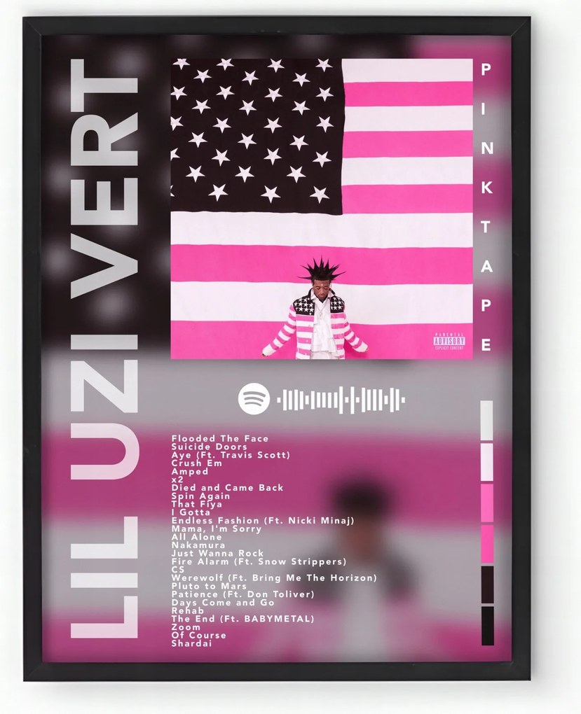 Poszter keretben Album Lil Uzi Vert Pink Tape 30x40 cm Ajándék ötlet