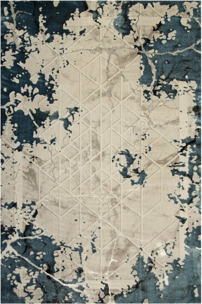 Szőnyeg Márvány Csillogó Türkiz Rombusz Vonalak Allora Plus 120x170 cm