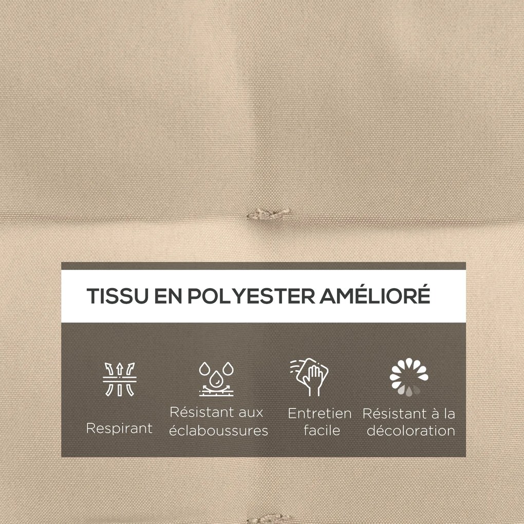 Outsunny 6 darabos kertiszék párna szett, tűzött kültéri párnák, 40L x 40W cm, Khaki | Aosom