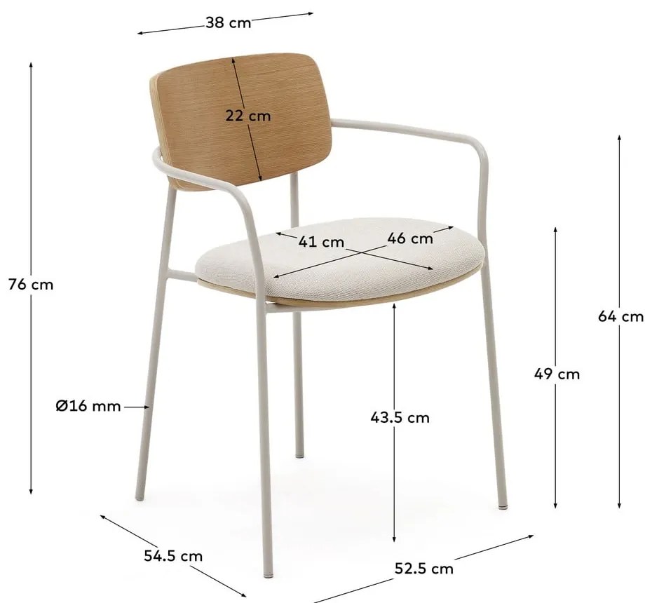 Bézs kárpitozott karfás-rakásolható étkezőszék Maureen – Kave Home