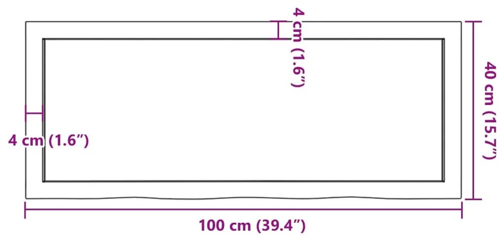 világosbarna kezelt tömör tölgyfa asztallap 100x40x(2-4) cm