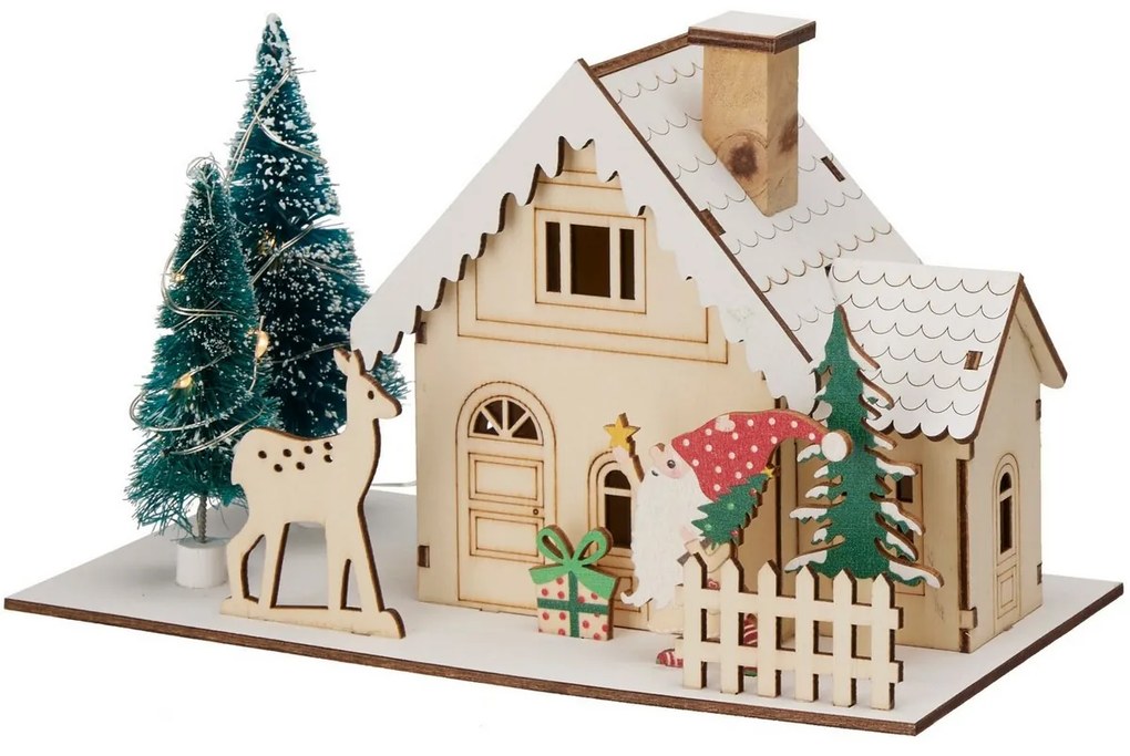 Téli házikó karácsonyi LED dekoráció, 20x10x12,5cm, dekoráció 2