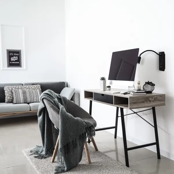 LED flexibilis fali lámpa USB-vel BASE 1xLED/8W+1xLED/2W/230V fekete