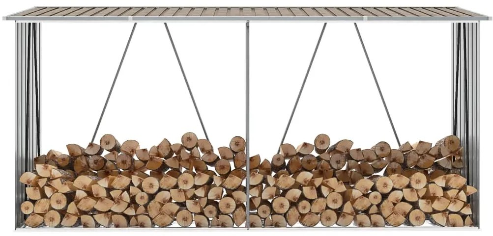 vidaXL barna horganyzott acél kerti tűzifatároló 330 x 84 x 152 cm