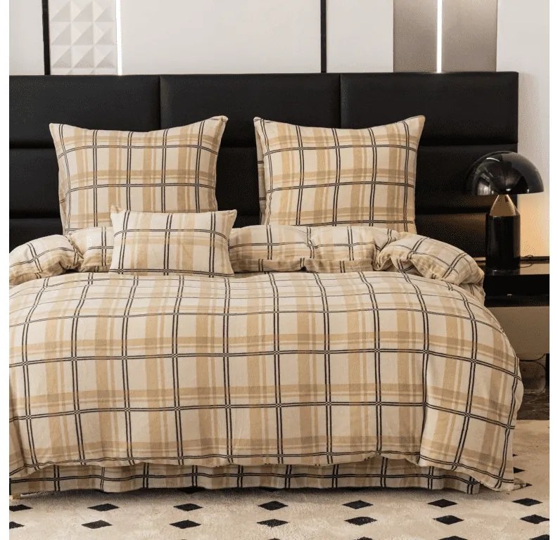 Mikroplüss ágynemű PLAID krém Ágyneműhuzat mérete: 2 ks 70 x 90 cm | 200 x 220 cm