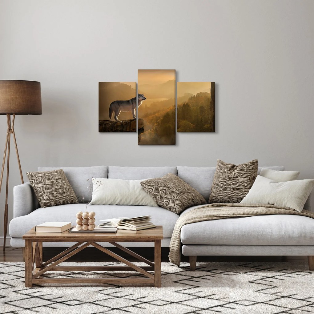 Egy farkas képe a sziklán (90x60 cm)