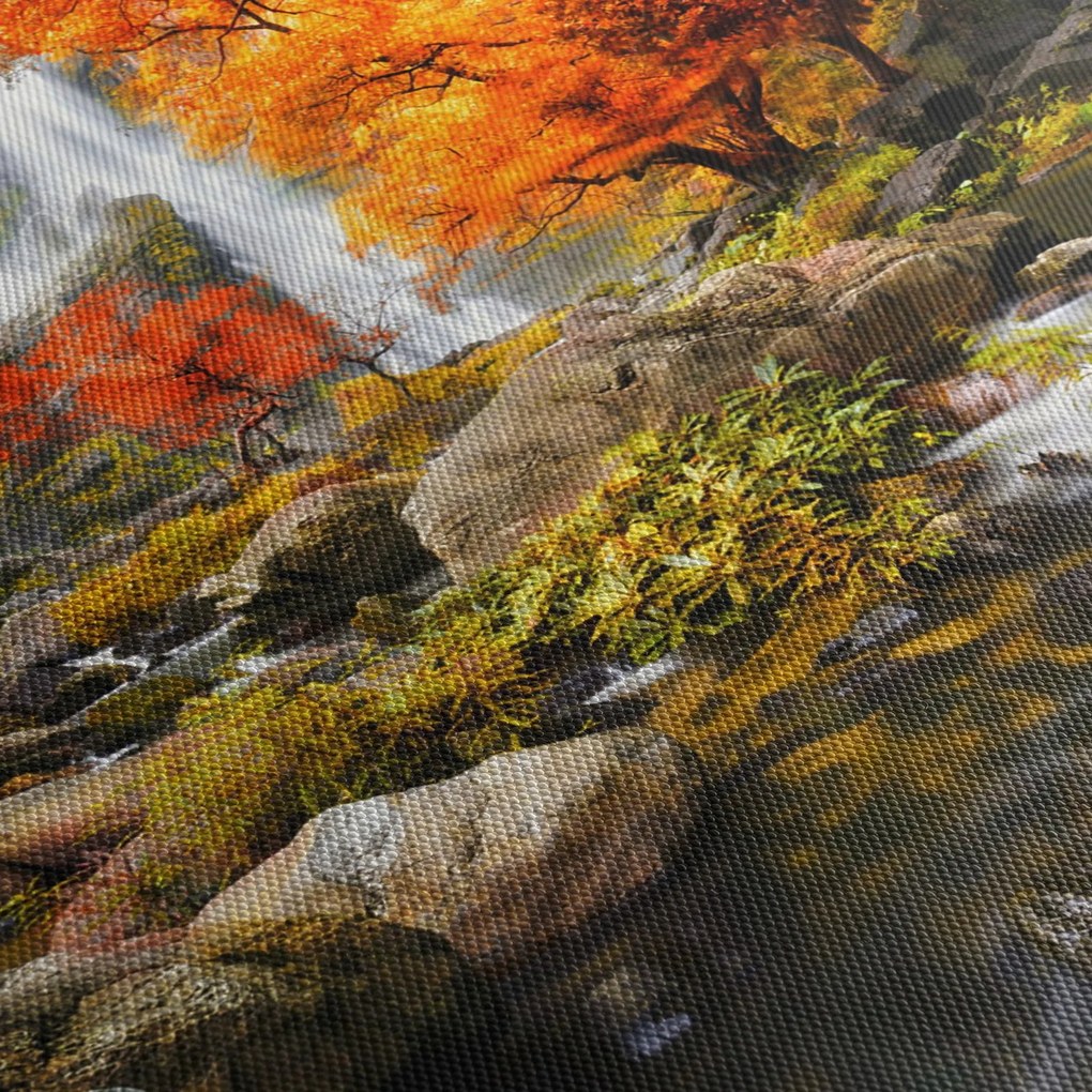 Kép - Vízesések őszi tájban, narancssárga (90x60 cm)