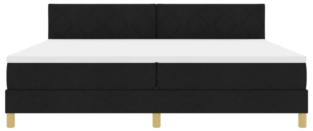 Boxspring ágy matraccal és LED világítással, fekete, 200x200 cm, szövet