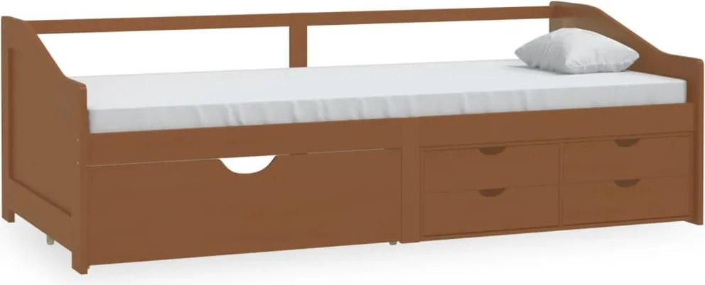 vidaXL mézbarna 3 személyes tömör fenyőfa kanapéágy fiókokkal 90x200cm