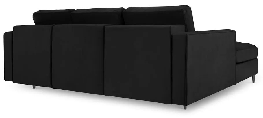 Santo fekete kinyitható bársony sarokkanapé, bal oldali - Milo Casa