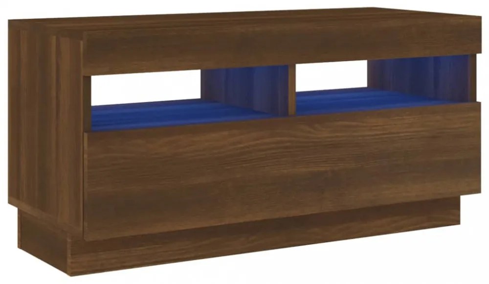 barna tölgyszínű TV-szekrény LED-világítással 80 x 35 x 40 cm