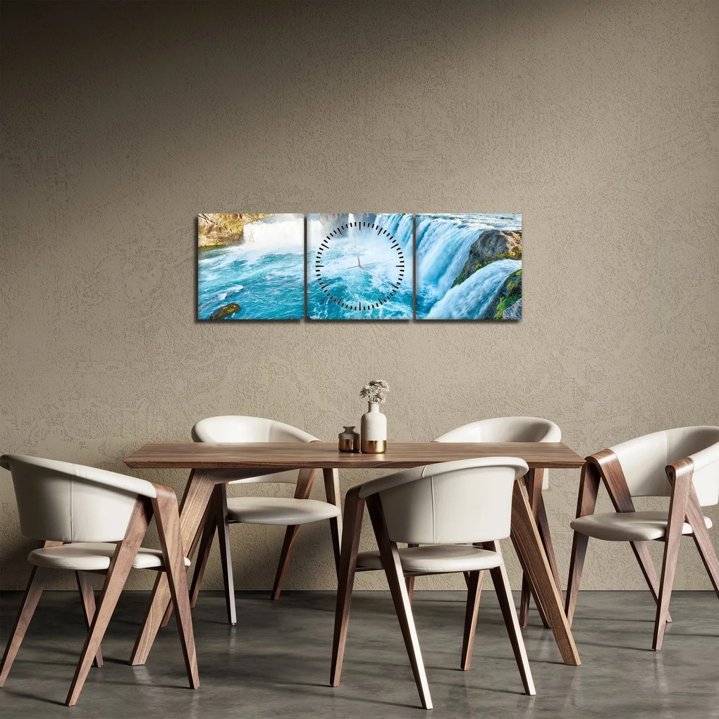 Kép - Vízesések (órával) (90x30 cm)