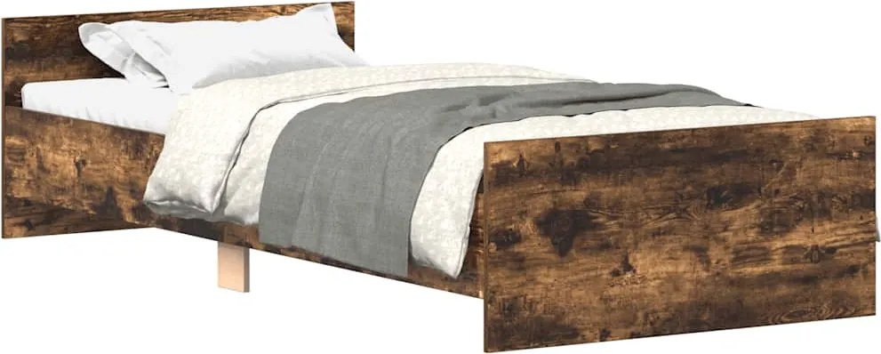 vidaXL füstös tölgy színű szerelt fa ágykeret matrac nélkül 100x200 cm