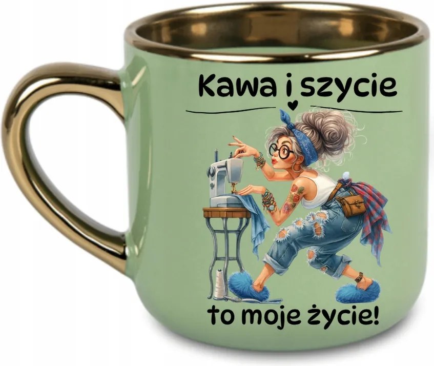 Elegáns bögre Kávé és varrás az életem a varrónőnek 400 Zöld
