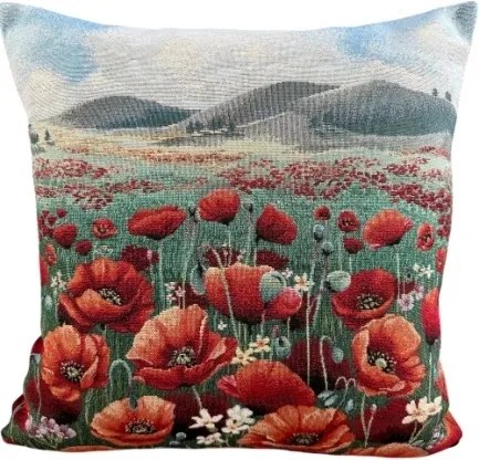 Dekoratív díszpárnahuzat Eden 40x40 cm Pipacsmező Chenille