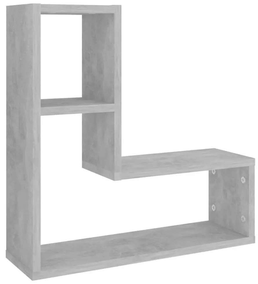 2 db betonszürke szerelt fa fali polc 50 x 15 x 50 cm