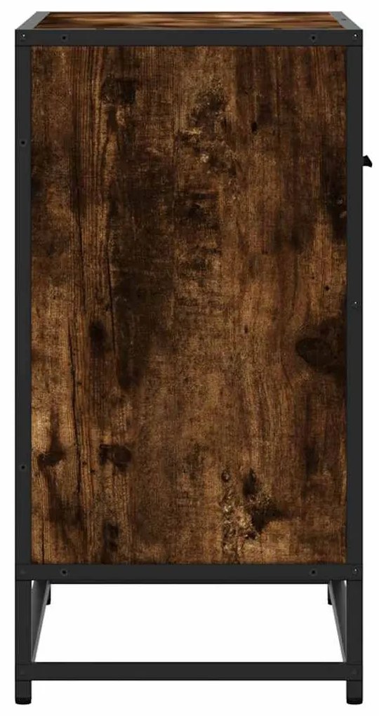 füstös tölgy színű szerelt fa és fém éjjeliszekrény 60x31x60 cm