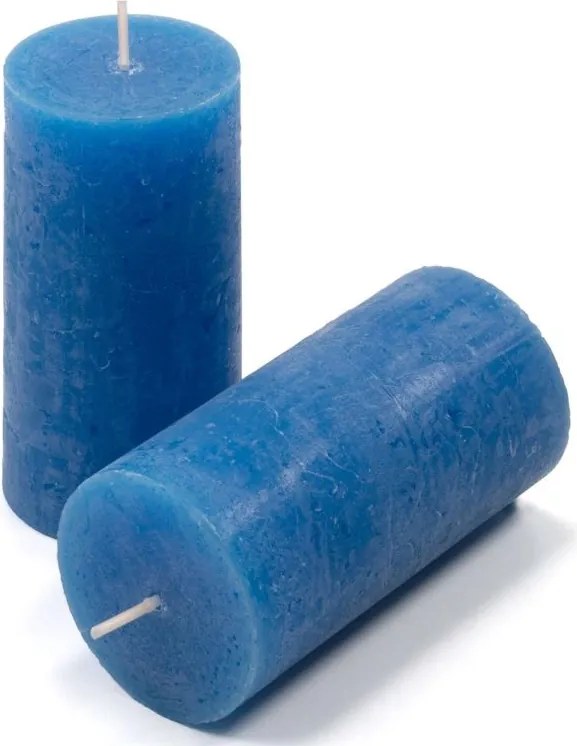Rusztikus gyertya készlet 10 cm Ø 5 cm 8 db kék