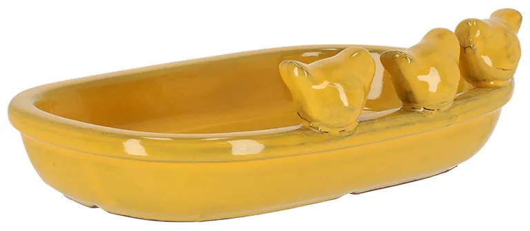 Kerámia madáritató és etető tál, 29 cm, sárga