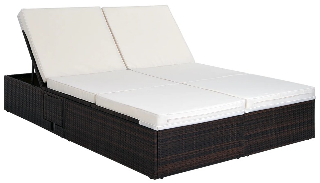 Deuba Kerti rattan ágy 196x116 cm barna - krémszínű párnák