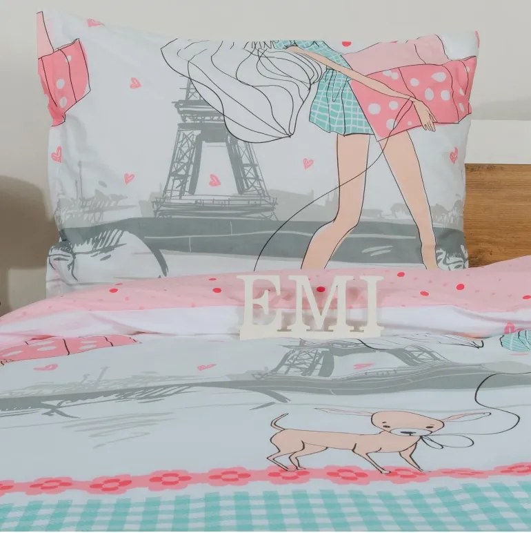 EMI Eiffel gyermek ágyneműhuzat, A standard egyszemélyes ágy szett tartalma: 1x 140x200 + 1x 70x90