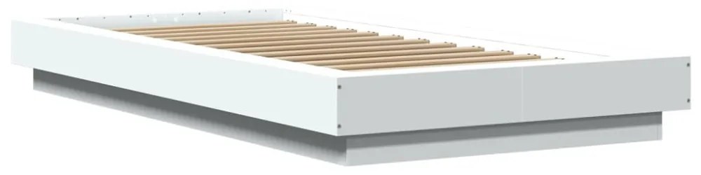 fehér szerelt fa ágykeret LED-világítással 100 x 200 cm