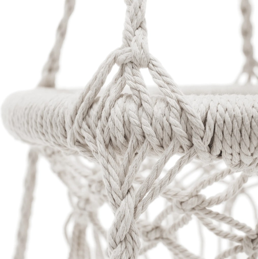 Függő hintaszék bojtokkal, fehér, DELUS