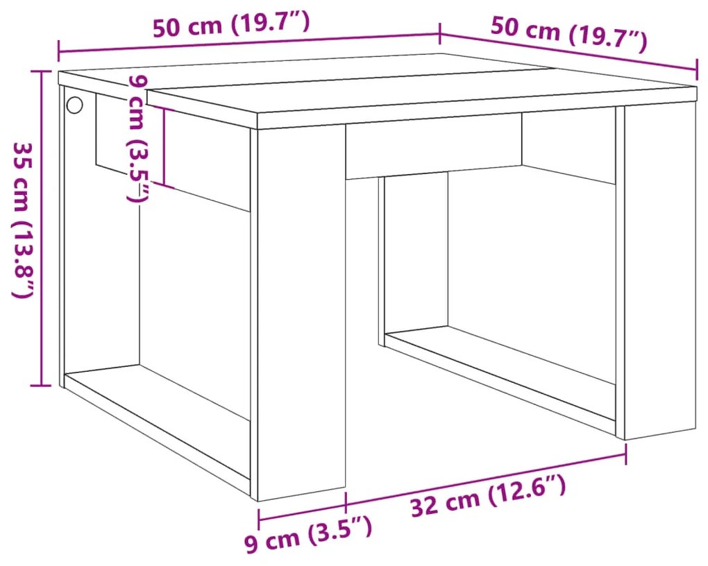antik fa színű szerelt fa kisasztal 50 x 50 x 35 cm