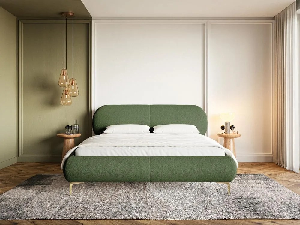 Franciaágy 180 cm Octave 180 (ágyráccsal) (tárolóhellyel) (oliva + arany). Akció -15%. 1099981