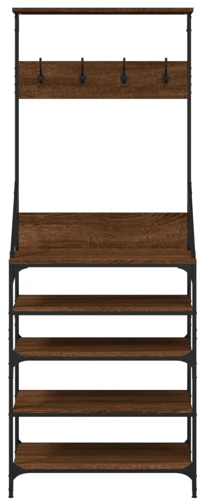 barna tölgyszínű ruhafogas cipőpolccal 70x34x184 cm