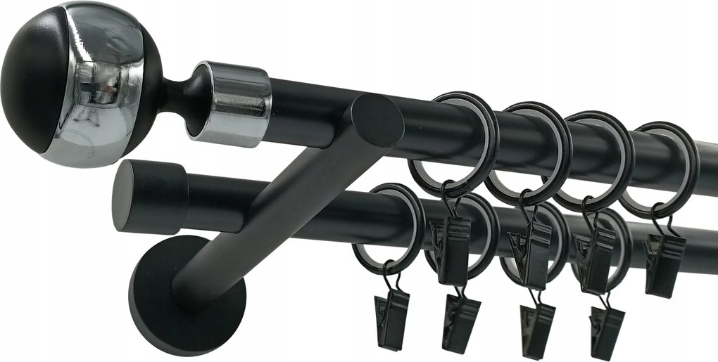 Fém Függönykarnis Dupla Függönykarnis 19 MM Fekete 280 cm Végválaszték
