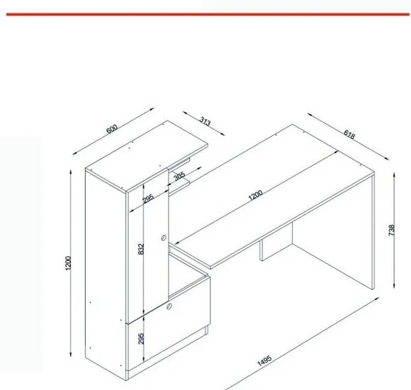 Íróasztal 62x120 cm Domingos – Furny Home