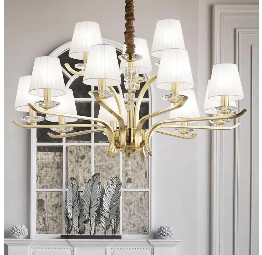 Ideal Lux - Csillár láncon PEGASO 12xE14/28W/230V átm. 102 cm arany