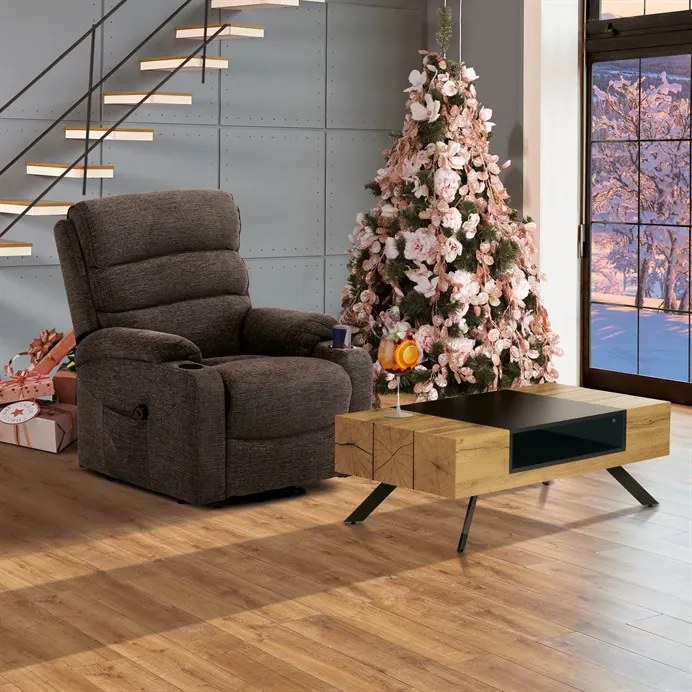 Elektromos TV és Relaxfotel Barna Szörvet Kárpittal. TV-S8348 CRM2