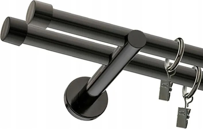 Dupla Egyenes Függönykarnis 19mm 120cm Fehér Fekete