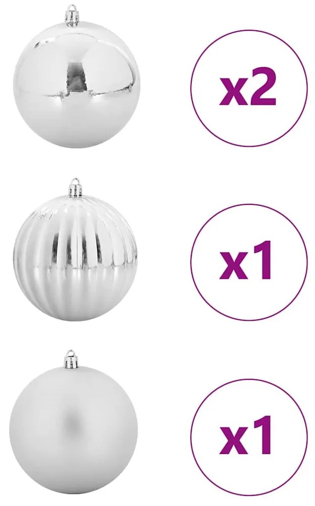 Karácsonyi Díszgömb Készlet 4 pcs Ezüst