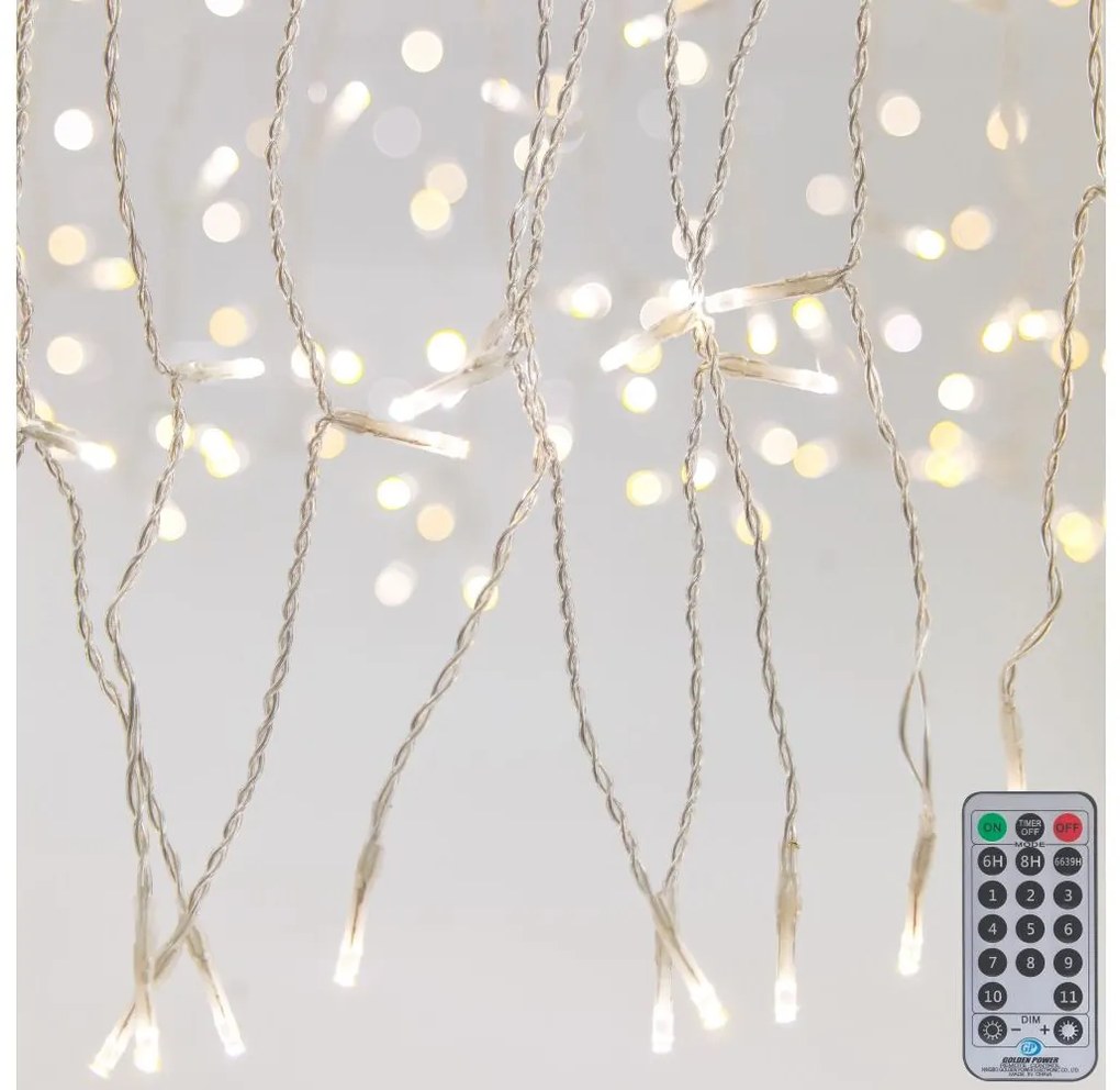 LED Dimmelhető Kültéri karácsonyi függöny CURTAIN 360xLED/8,4W/230V 2x2 m IP44 meleg fehér + távirányító