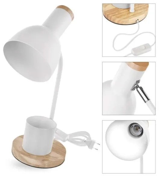 Asztali lámpa POPPY 1xE27/25W/230V fehér