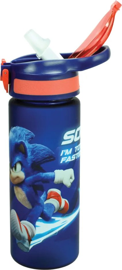 Sonic a sündisznó Totally Faster műanyag matt szívószálas kulacs 600 ml