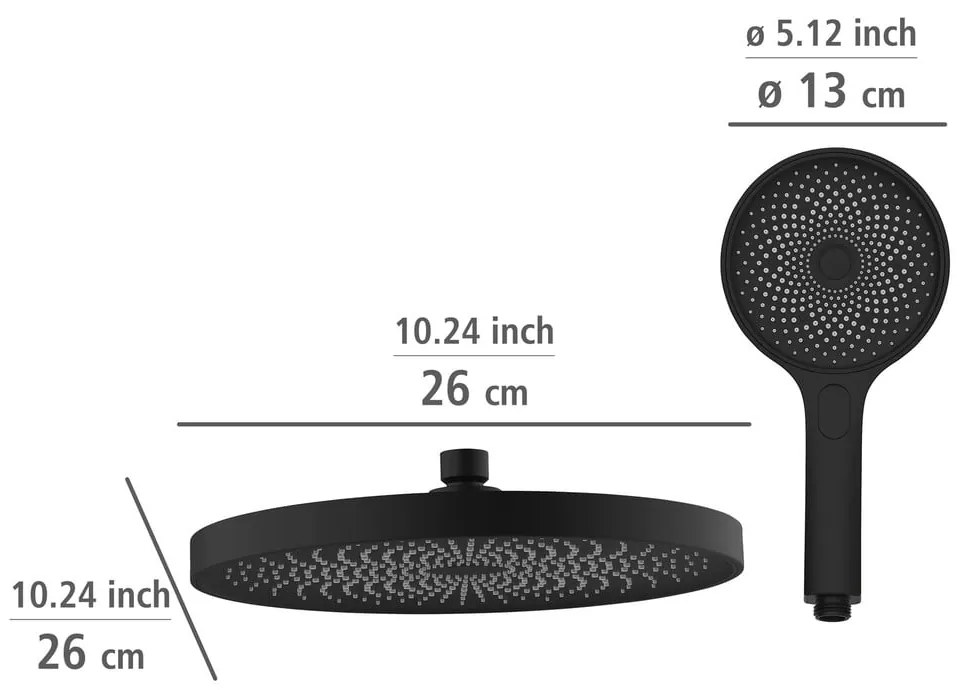 Fekete rozsdamentes acél zuhanyszett 120 cm Soft Water – Wenko