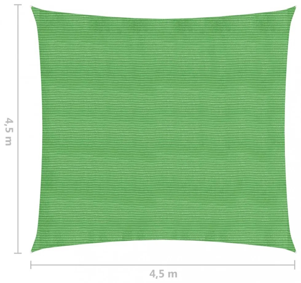 világoszöld HDPE napvitorla 160 g/m² 4,5 x 4,5 m