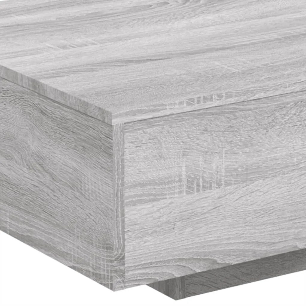 szürke sonoma színű dohányzóasztal LED-lámpákkal 85x55x31 cm
