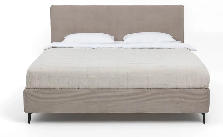 Szürkésbarna kárpitozott franciaágy matraccal, ágyráccsal 180x200 cm Noira Slim – Bonami Selection