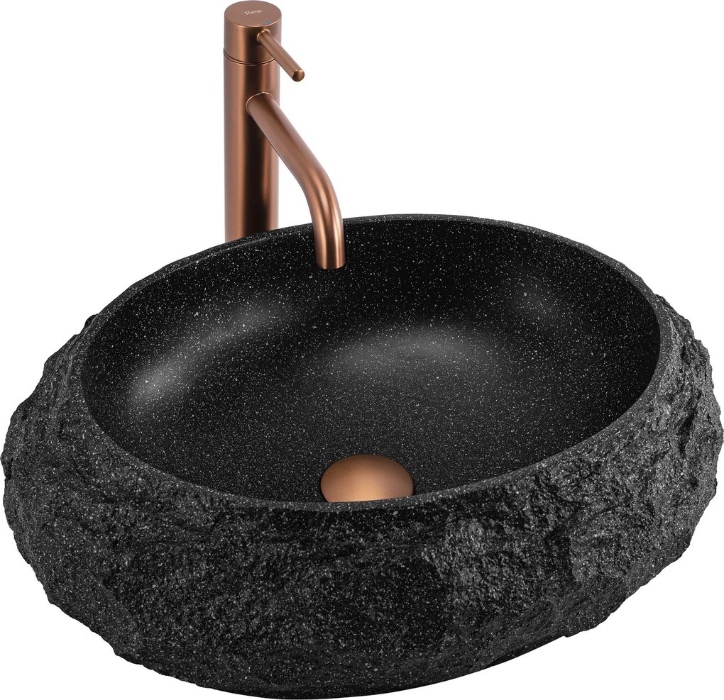 Rea Mika, pultra szerelhető mosdó 480x380x155 mm, kőutánzat, REA-U4333