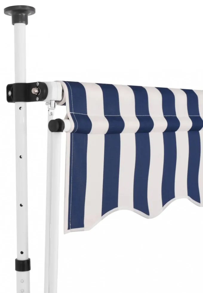 kézzel feltekerhető napellenző kék-fehér csíkokkal 250 cm