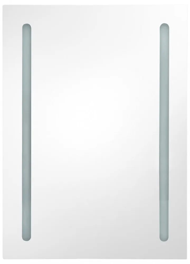 betonszürke LED-es tükrös fürdőszobaszekrény 50 x 13 x 70 cm