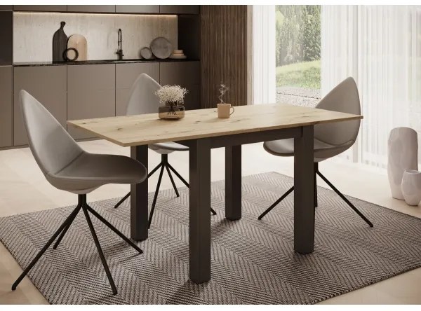 ZARO bővíthető étkezőasztal, artisan tölgy/fekete