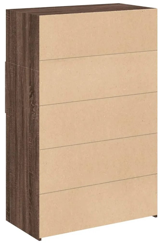 barna tölgy színű szerelt fa magasszekrény 80 x 42,5 x 124 cm