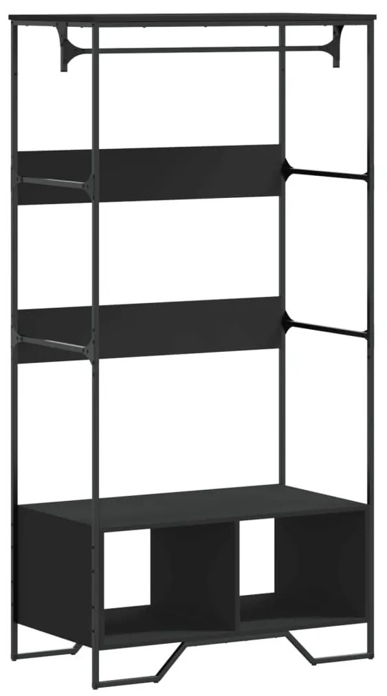 fekete szerelt fa ruhásszekrény 90 x 50 x 180 cm