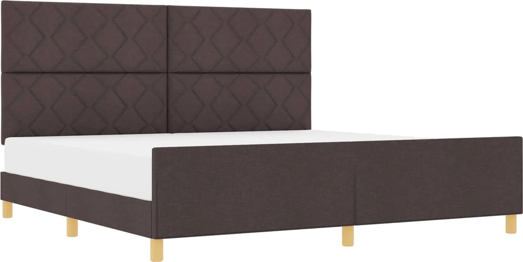 vidaXL Ágykeret fejtámlával sötétbarna 200 x 200 cm szövet